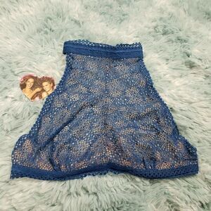 Victoria's Secret Women's Blue Lace High Neck Bralette Small